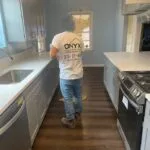Kitchen remodel, vinyl plank flooring installation, island counter top with recessed brackets, laundry room remodel, bathroom remodel, wood rot framing replacement Culver City Los Angeles