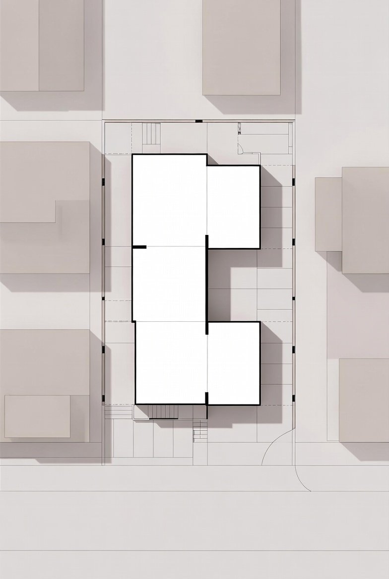 Four-unit development massing study for setbacks, parking, and floor plan efficiency in Culver City