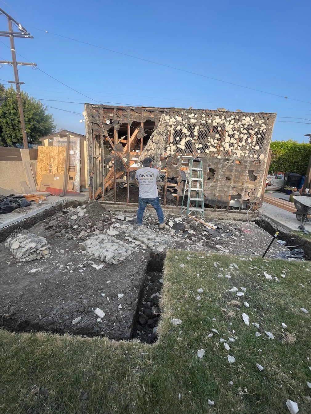 Structural demolition and excavation at a Los Angeles residential project.