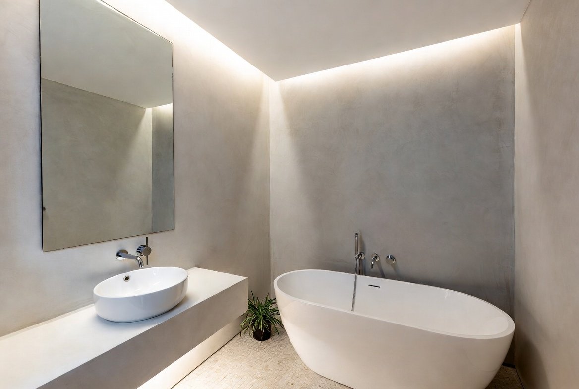 Marble minimalist bathroom