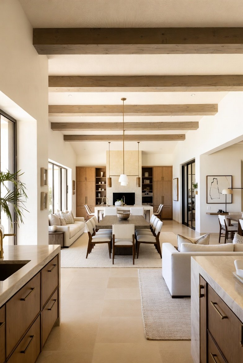 Modern open-concept living and dining — Los Angeles