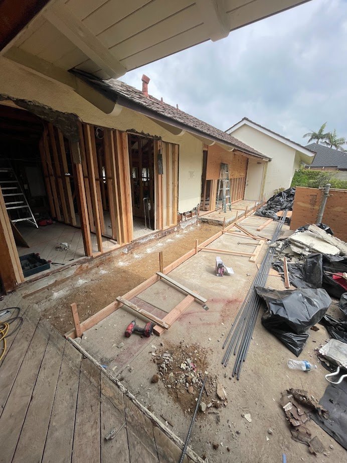 Perimeter foundation forming at a Los Angeles remodel.