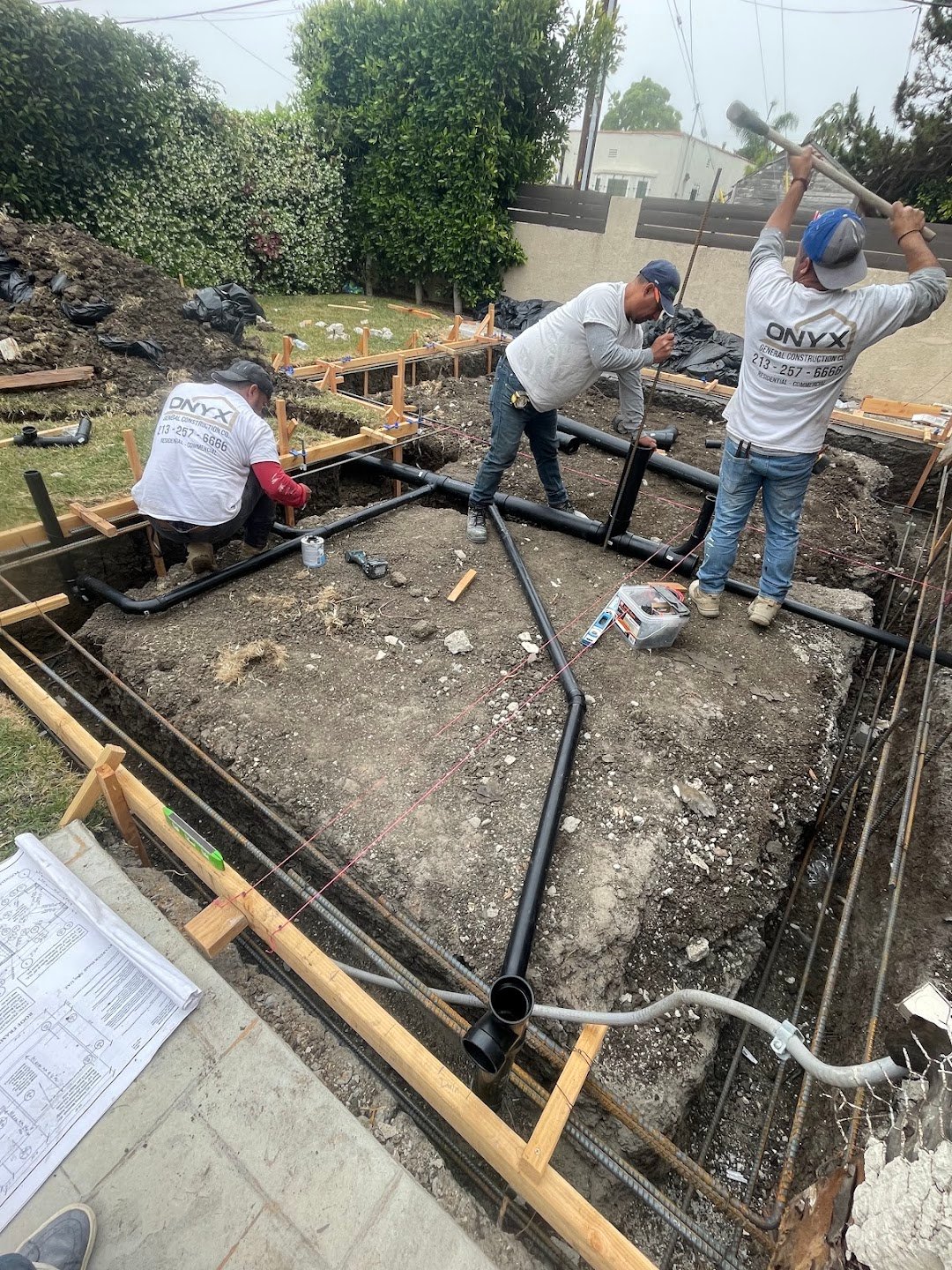Underground plumbing rough-in for an ADU in Los Angeles.