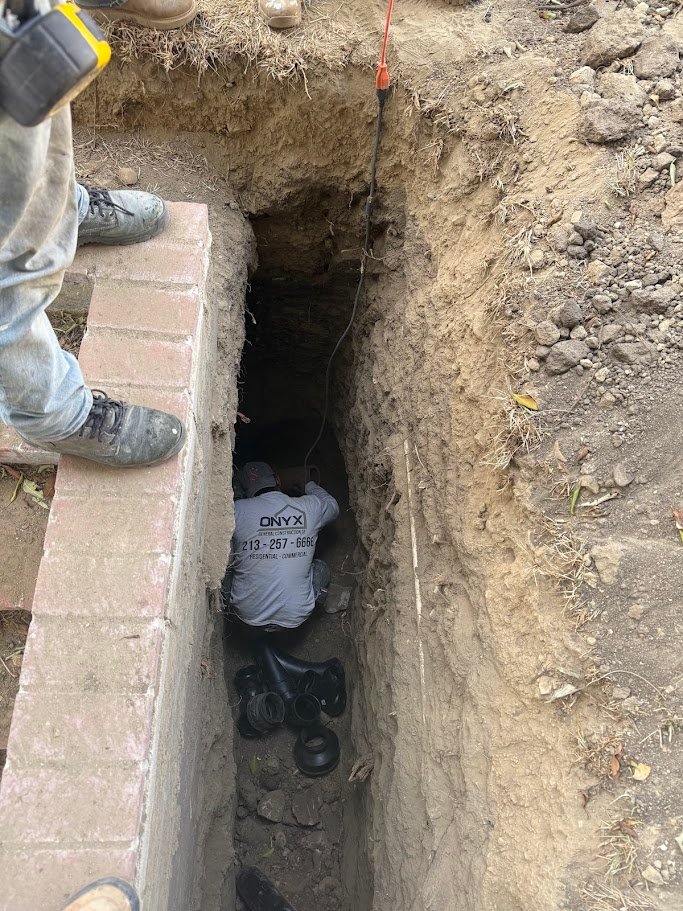 Sewer line replacement work on a Los Angeles residential project.