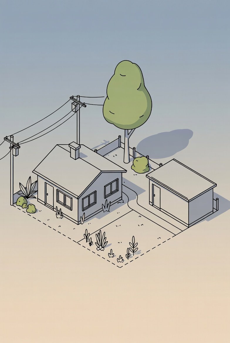 Detached ADU behind existing residence — Los Angeles site planning