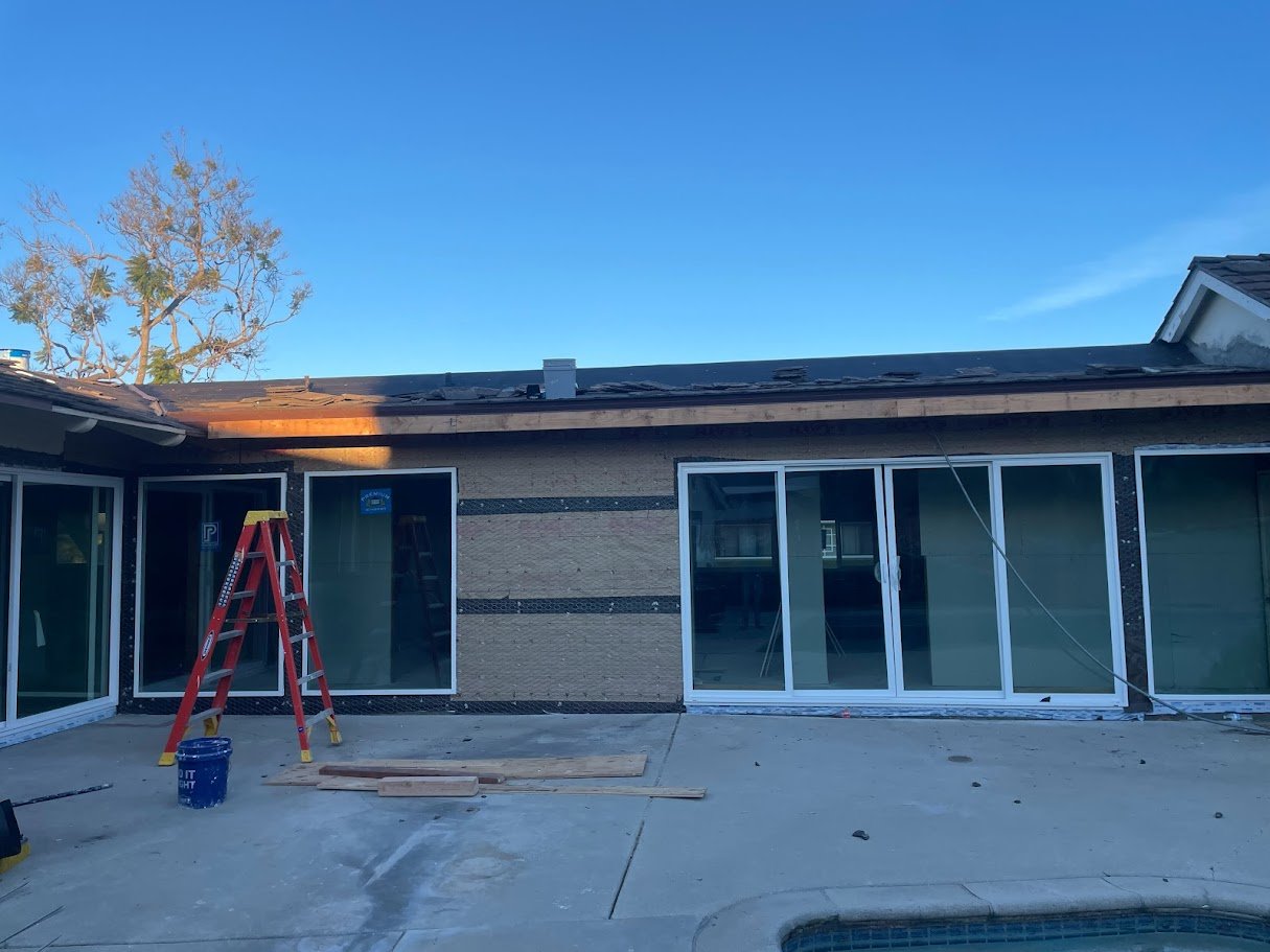 Stucco lath installation on a Los Angeles home addition.